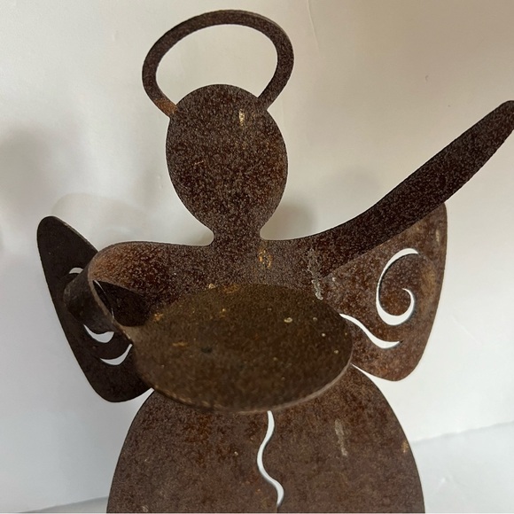 Rustic Metal Angel 12” Candle Holder Christmas Decor - Picture 4 of 13